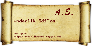Anderlik Sára névjegykártya
